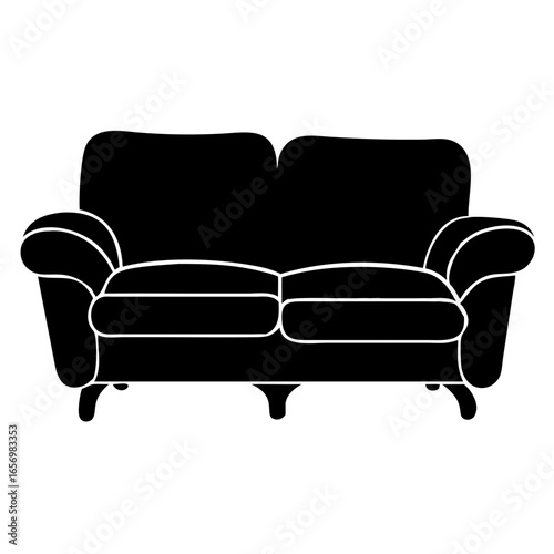 Sectional Sofa Black Silhouette Vector