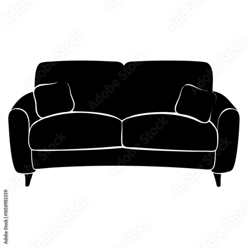 Sectional Sofa Black Silhouette Vector