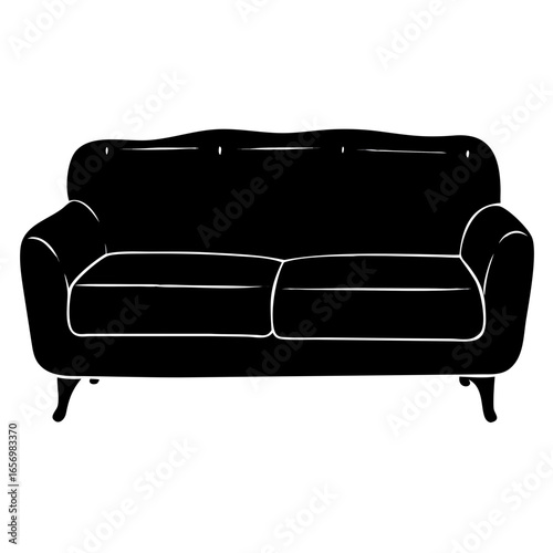 Sectional Sofa Black Silhouette Vector