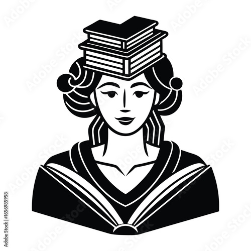 Woman with books in head svg