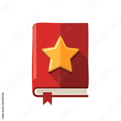 Red book vector with star and bookmark icon for website and mobile apps