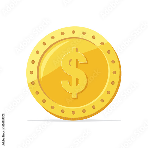 Shiny gold coin, US dollar symbol, business finance, wealth investing
