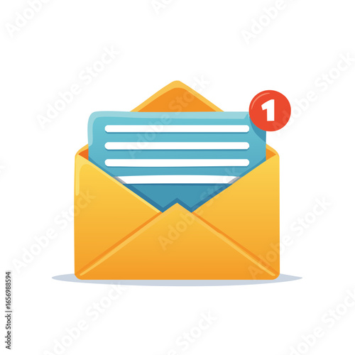 New Email Notification Vector Illustration with Envelope and Numbered Alert Bubble
