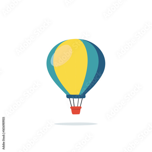 Illustrated Hot Air Balloon Ascending Joyfully Symbolizing Adventure and Festivities