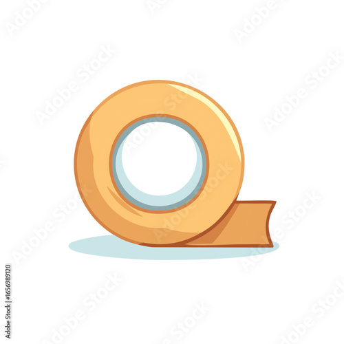 Cartoon-style illustration of a roll of tan adhesive tape used for wrapping and sealing tasks