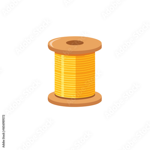 Spool with yellow thread illustration for Sewing and Needlework, Hobby