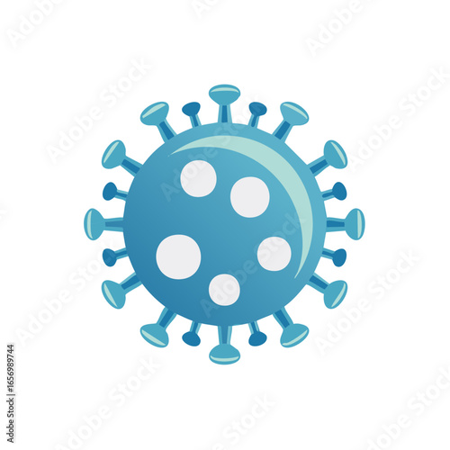 Isolated Corona Virus Vector Illustration with Gradient Blue Coloring
