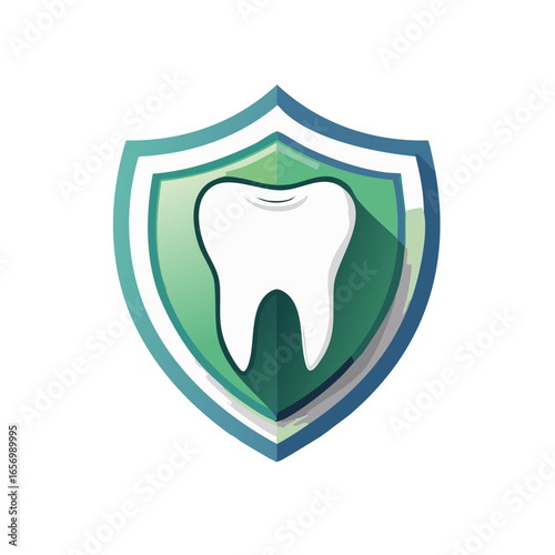 Tooth Protection Shield Icon Illustration, Dental Care Logo Concept, Healthcare Symbol