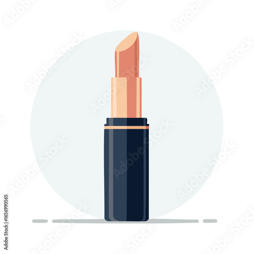 Elegant Lipstick with Black Tube and Nude Shade for Cosmetics Beauty