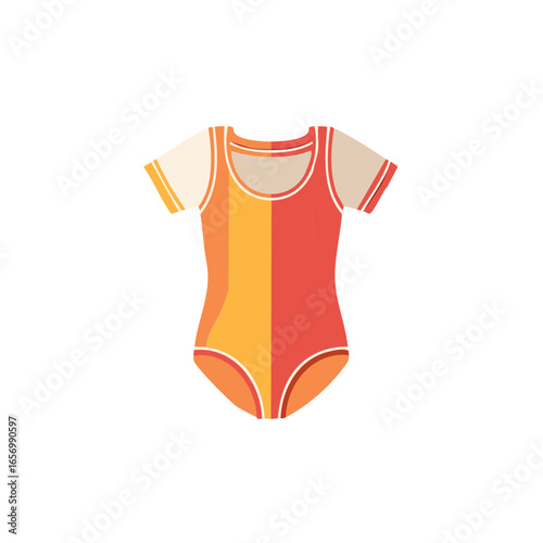 Retro Style Colorful Sporty Leotard, Gymnastics Clothes, Athlete Outfit, Summer Fashion, Training Uniform