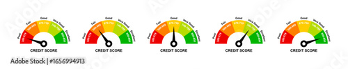 Credit score ranges icon set