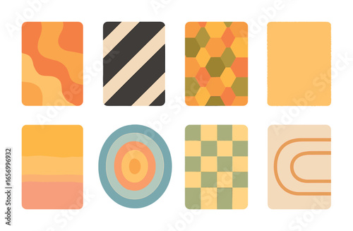 Modern Kids' Rug Collection. Flat vector mini-illustrations modern living room rugs in colors children's