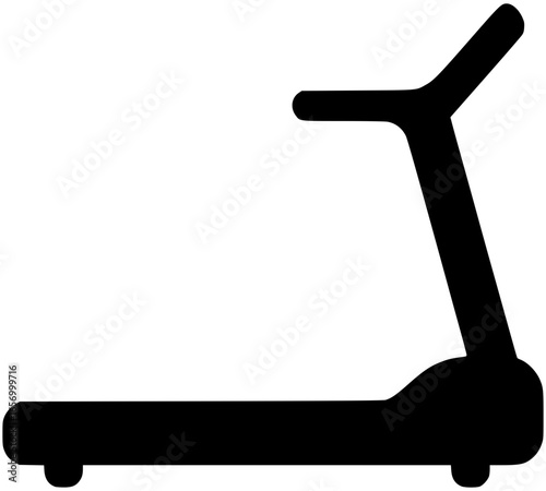 Flat vector icon of gym treadmill in monochrome design. Minimal fitness equipment symbol for training, sport, cardio workout, and gym interior illustration