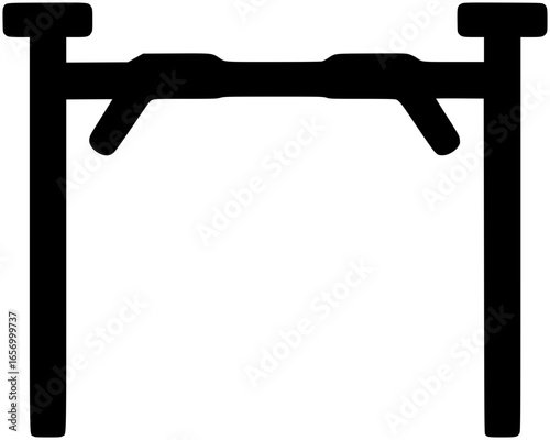 Flat monochrome icon of a pull-up bar. Clean, minimal design ideal for fitness apps, gym branding, strength training graphics, and workout-related vector illustrations