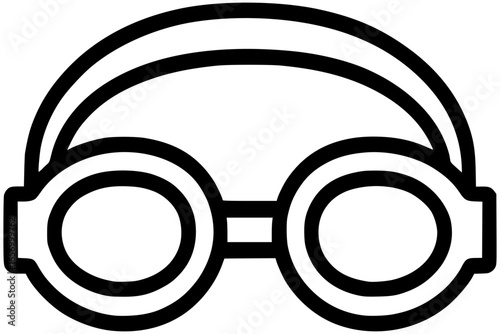Minimalist swimming goggles icon in geometric black outline style. Vector illustration for aquatic sports design, logos, infographics, and modern graphics