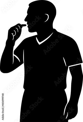 Minimal silhouette of a football referee holding a whistle. Ideal for soccer apps, sports infographics, team branding, and referee or match-related vector designs