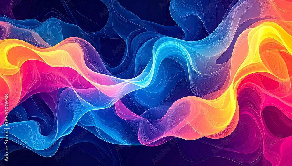 Fototapeta premium Abstract design featuring vibrant, flowing lines of color that create a dynamic and energetic visual experience.