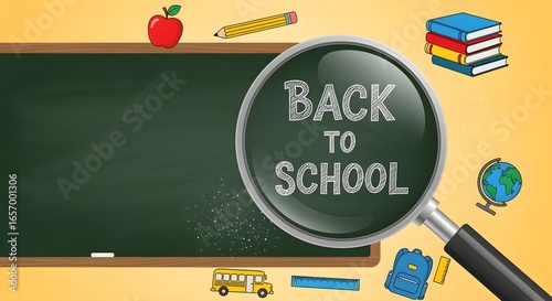 Back to School Concept with Chalkboard and Education Supplies