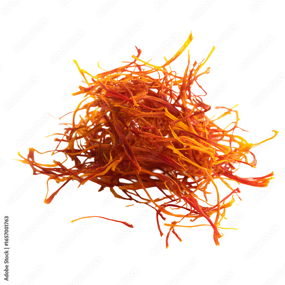 Fototapeta premium Close-up of vibrant saffron threads showcasing their rich color and delicate texture ideal for culinary use