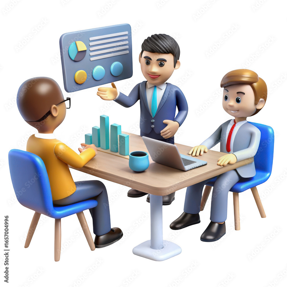 Obraz premium 3d business meeting with data presentation