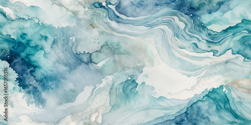 Sea water ocean wave vector background. Blue water ocean sea wave seamless background. Water ocean wave white and soft blue aqua, teal texture	
