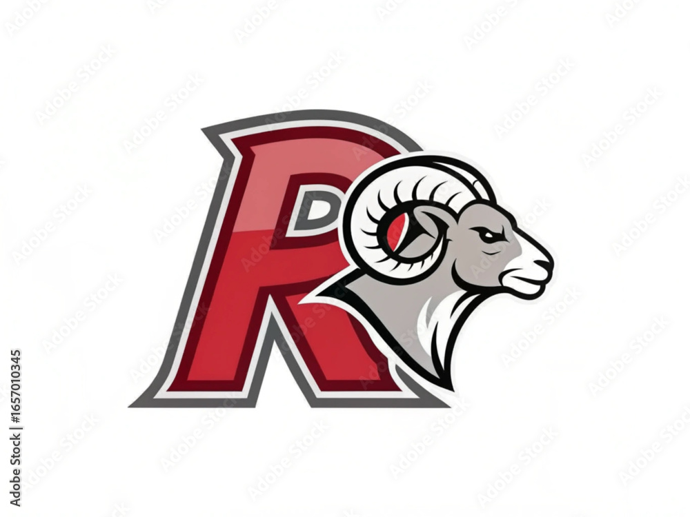 Fototapeta premium Ram Head, Fierce Stare Mascot Front View