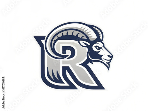 Ram Head, Fierce Stare Mascot Front View