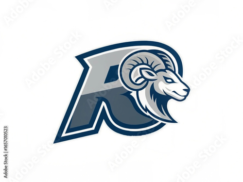 Ram Head, Fierce Stare Mascot Front View