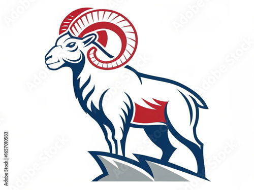 Ram Head, Fierce Stare Mascot Front View