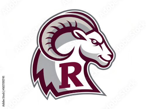 Ram Head, Fierce Stare Mascot Front View