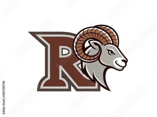 Ram Head, Fierce Stare Mascot Front View