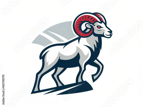 Ram Head, Fierce Stare Mascot Front View