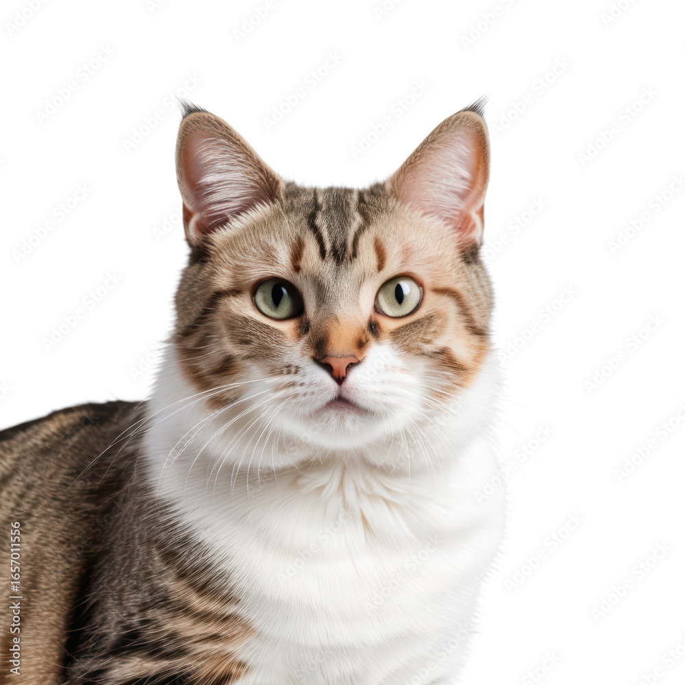 Obraz premium Beautiful Domestic Cat with Striking Eyes and Soft Fur Texture