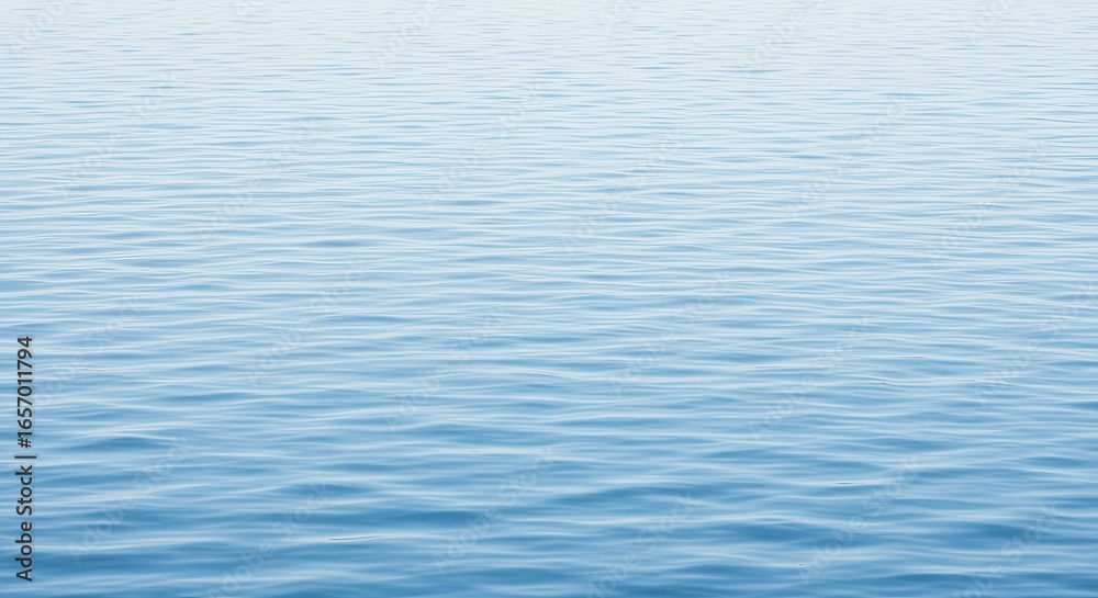 Naklejka premium Serene Water Surface, Gentle Ripples, Calm Blue Hues