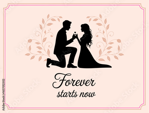 Engagement proposal wedding silhouette couple love marriage forever art