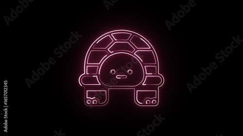 Wallpaper Mural Glowing neon line turtle icon animation. Turtle animation HD video isolated on black background. Torontodigital.ca