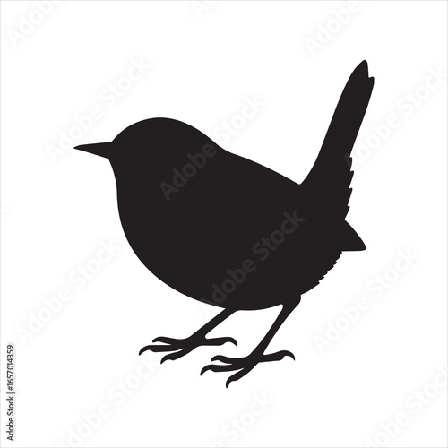 silhouette of a bird, Silhouette wren bird standing gracefully monochrome design Vector illustration