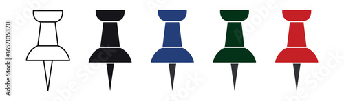 Collection of Push Pin, Marker, and Office Icon Symbols . Vector illustration .