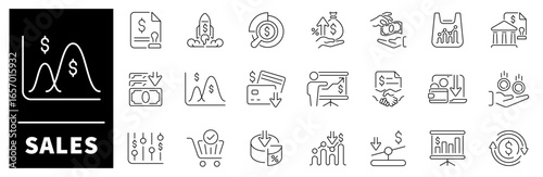 Sales icons set. Outline sales related icons. Sales vector icons in line style.