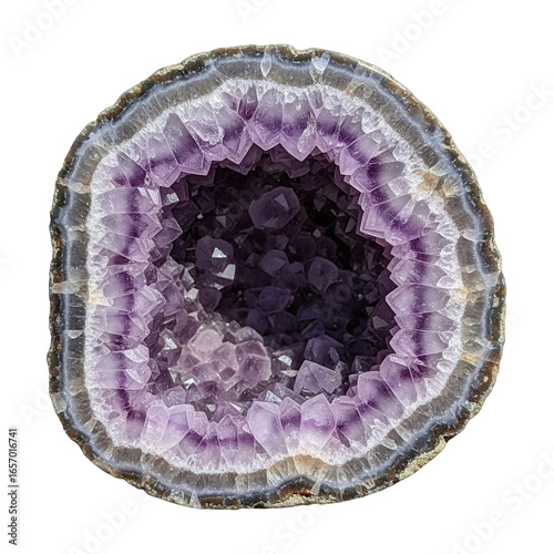 Foto Purple amethyst crystal geode cross-section