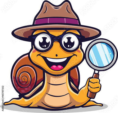 Mascot Character: A Curious Snail with a Magnifying Glass