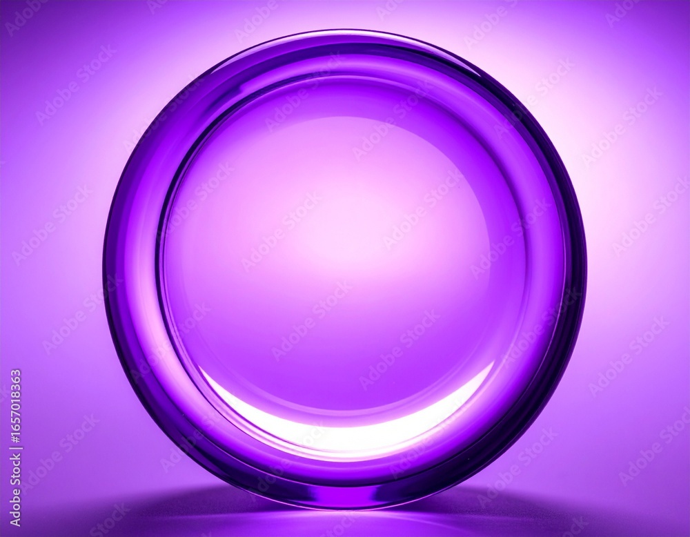 Fototapeta premium Glossy Purple Glass Plate with Rounded Rim and Gradient Lighting