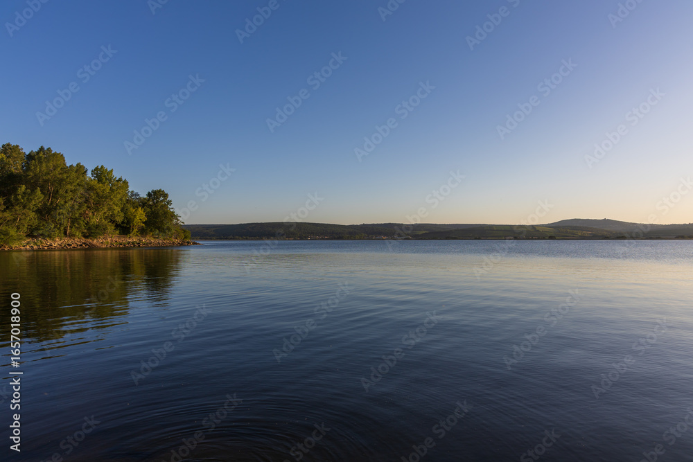 Fototapeta premium Musov lake landscape and view of the Palava landscape