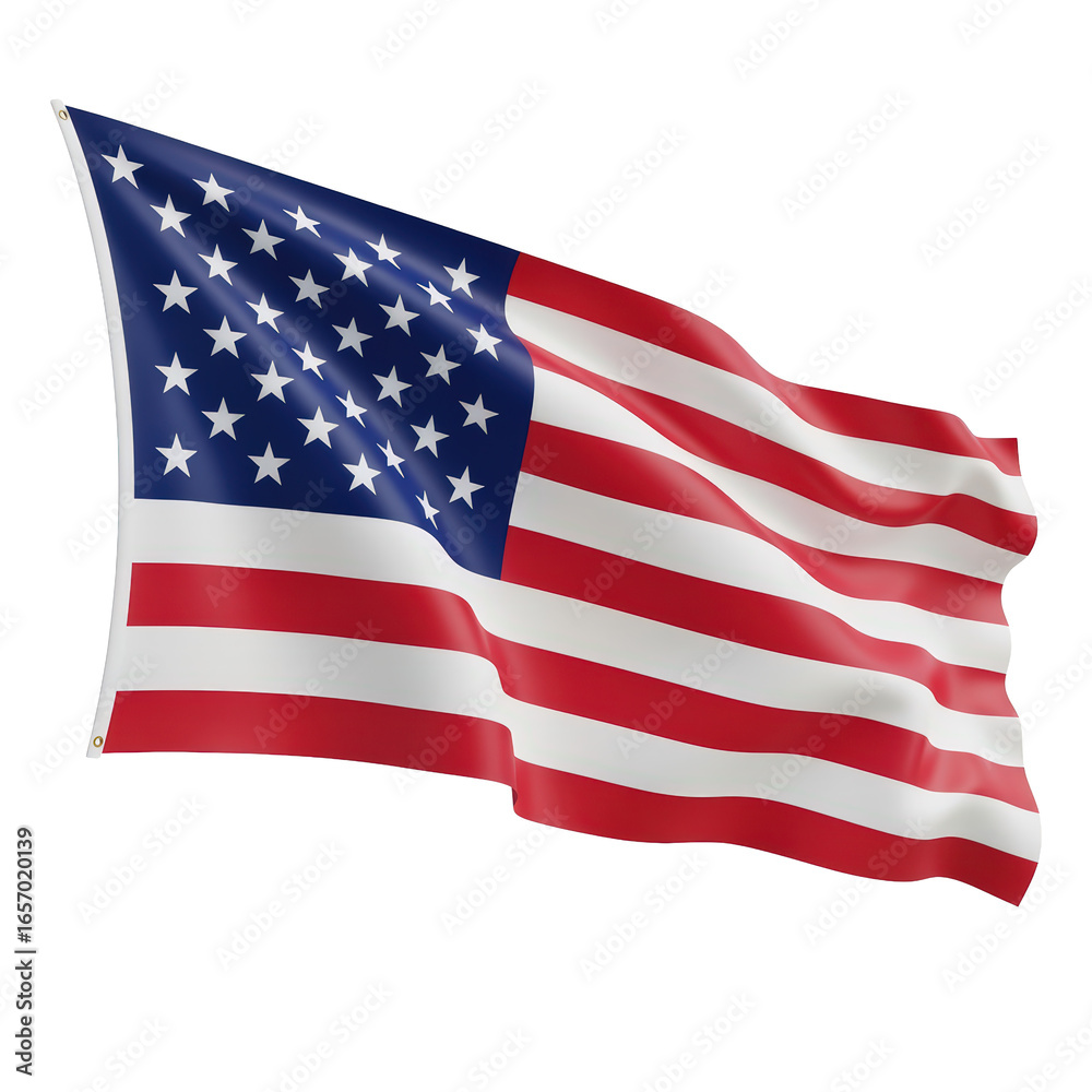 Obraz premium Waving american flag isolated on transparent background