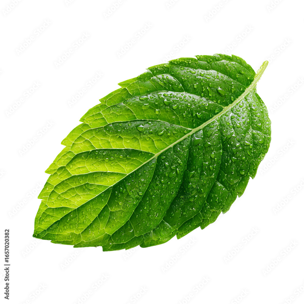 Obraz premium Fresh Peppermint Leaf with Clear Background 