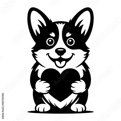 Corgi Holding Heart