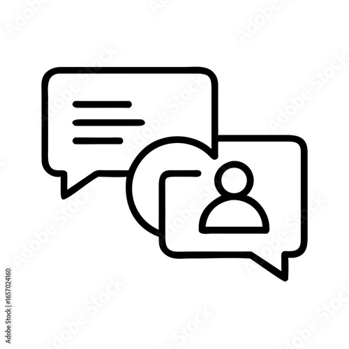 Chat support conversation bubbles with user silhouette icon  
