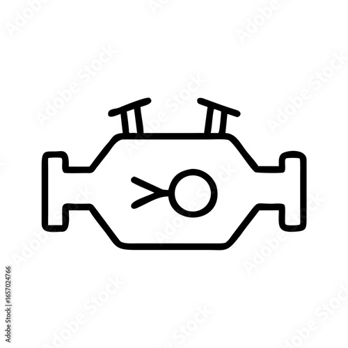 Engine bay illustration with clear lines and minimal design  