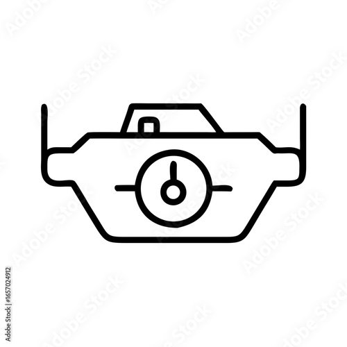 Engine bay illustration in minimalist style with clean lines  
