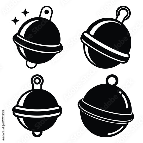 sleigh bell vector icon set